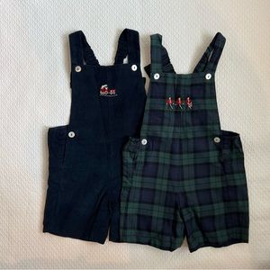 Two sets of holiday bib shorts from Thomas Brown, 12-18M